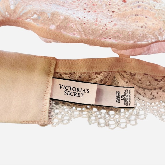 Victorias Secret Pink Lace Bustier Bra Sexy Bralette Top Large L Wireless Bra - Picture 4 of 4